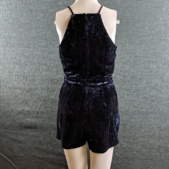Emerald Sundae Sparkly Blue Velvet Skort Romper - Picture 8 of 14